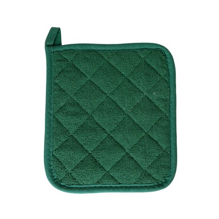 Ritz Cafe Solid Quilted Pot Holder 100% Cotton Hunter Green, PK12 9963145